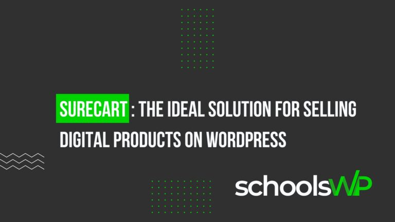SureCart, the ideal e-commerce solution for selling digital products on WordPress, highlighted with a modern black and green design.