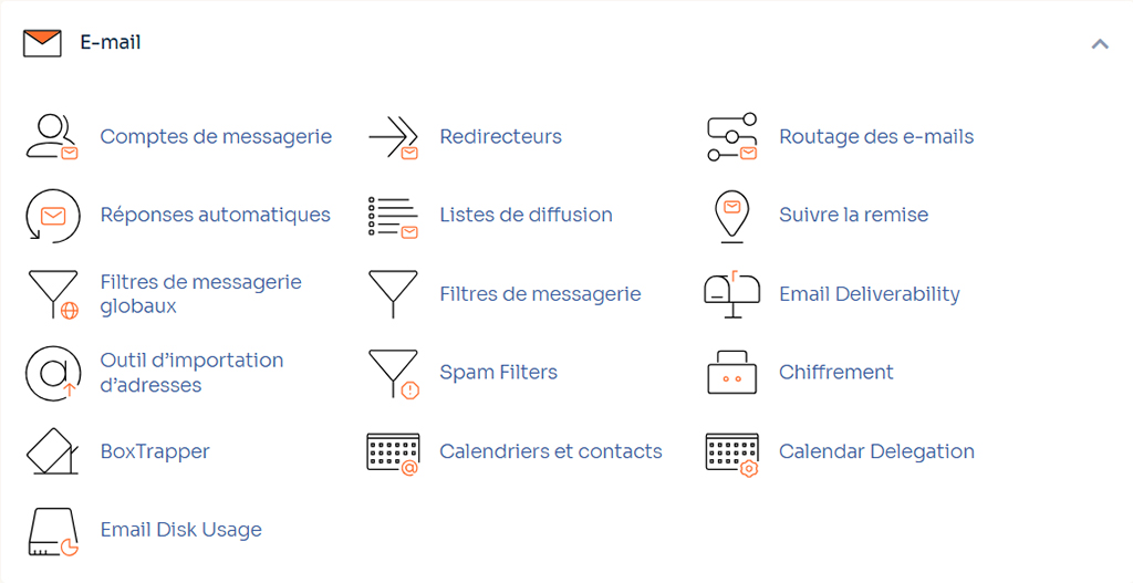 o2switch's intuitive cPanel interface for managing email, FTP and WordPress databases