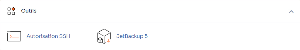 cpanel ssh sauvegarde jetbackup o2switch