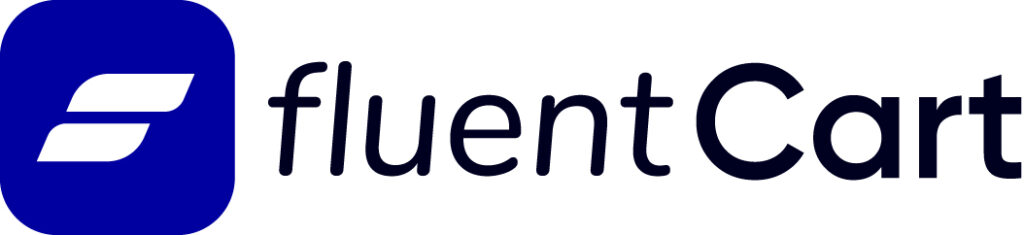 FluentCart logo, lightweight e-commerce plugin for WordPress, with blue icon and modern typography