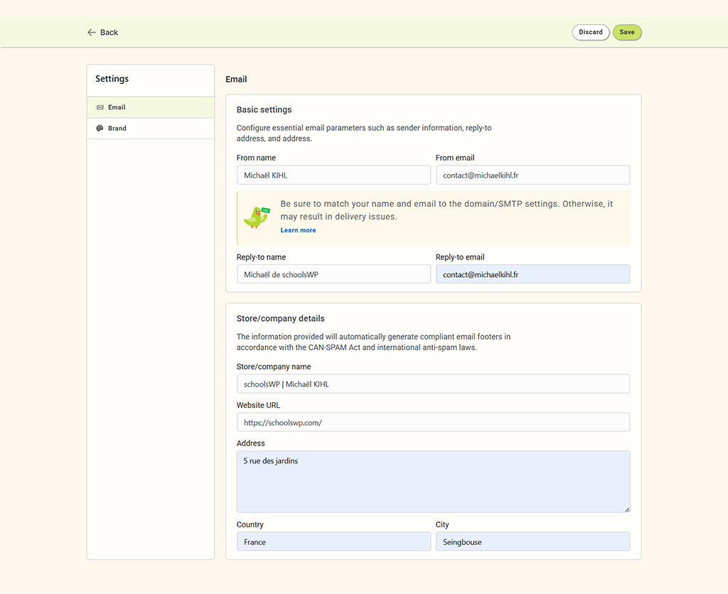 Configuration email Virfice WooCommerce 2025 – plugin WordPress présenté par schoolsWP.