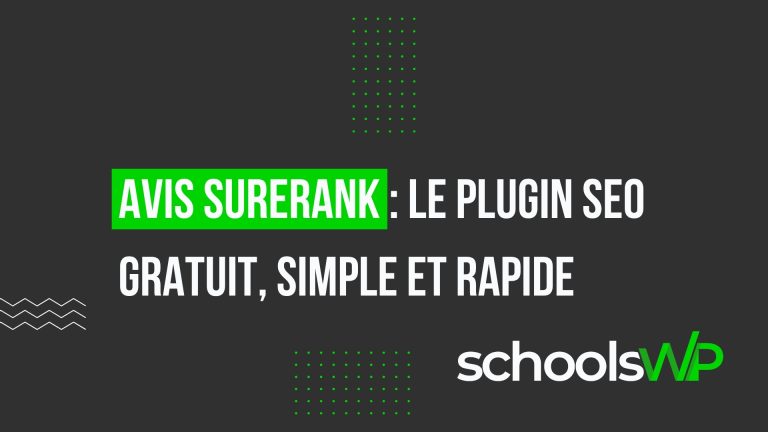 Visuel SureRank avis 2026 plugin SEO WordPress gratuit, rapide et léger pour optimiser le référencement sans ralentir le site