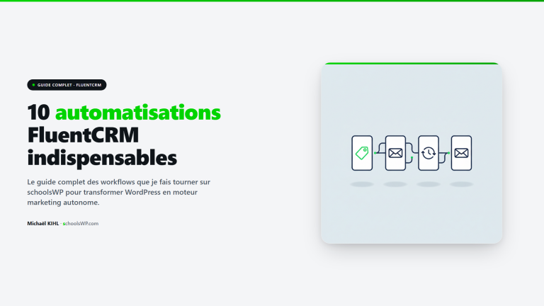 10 automatisations FluentCRM indispensables : welcome, panier abandonné, onboarding, segmentation, cross-sell sur WordPress