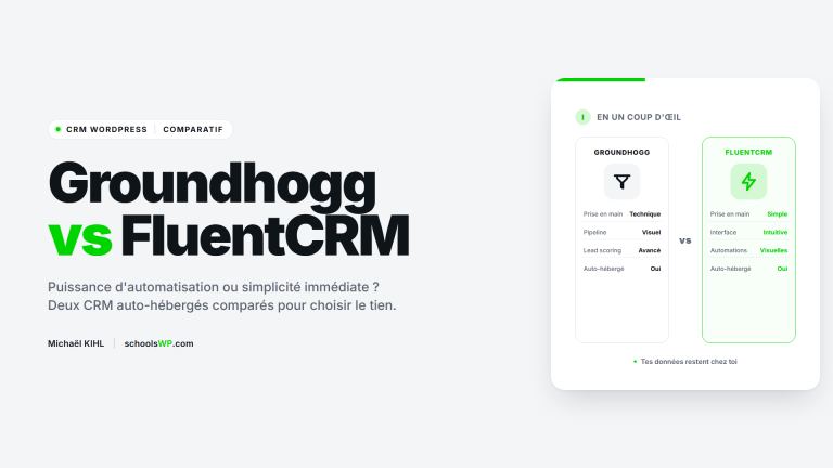 Comparatif Groundhogg vs FluentCRM, deux CRM auto-hébergés pour WordPress, avec leurs forces respectives