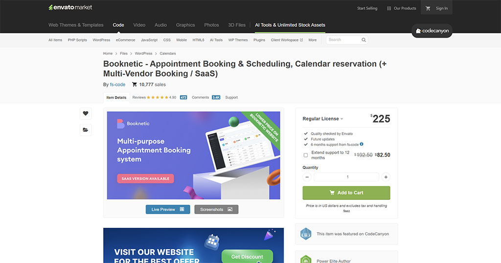 booknetic note codecanyon Note de 4,90 sur 5 de Booknetic sur CodeCanyon, basée sur 472 avis clients vérifiés et plus de 10 700 ventes réalisées