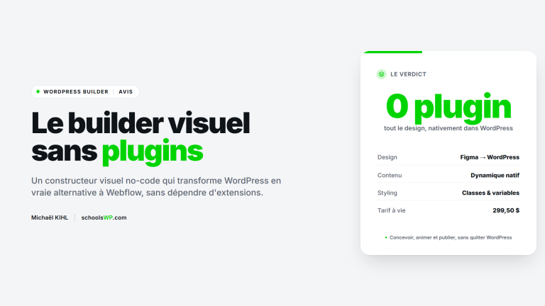 Avis schoolsWP sur Droip, le constructeur visuel no-code qui fait de WordPress une alternative a Webflow sans plugins