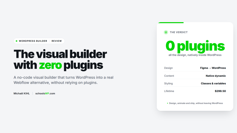 schoolsWP review of Droip, the no-code visual website builder turning WordPress into a Webflow alternative without plugins