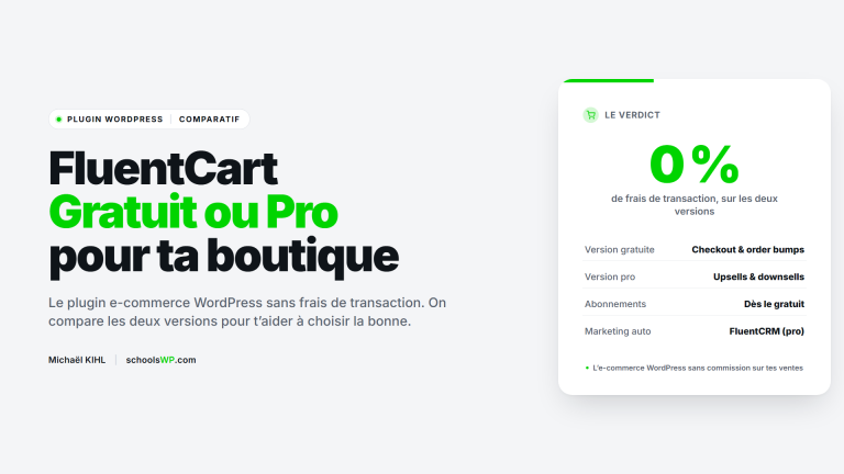 FluentCart gratuit vs pro, le plugin e-commerce WordPress sans frais de transaction : checkout, order bumps, upsells et abonnements