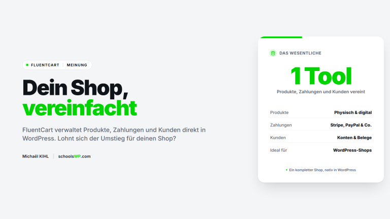 FluentCart WordPress Shop Meinung - schoolsWP