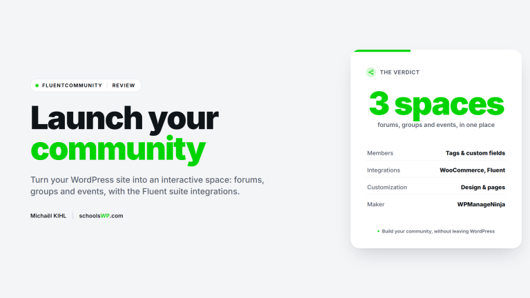 schoolsWP review of FluentCommunity, the all-in-one WordPress community plugin with forums, groups and events