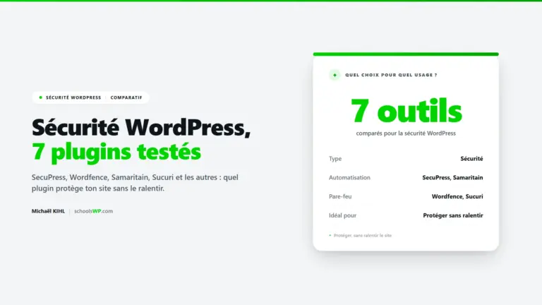 Meilleur plugin de sécurité WordPress - le comparatif schoolsWP de SecuPress, Wordfence, Samaritain, Sucuri et les autres