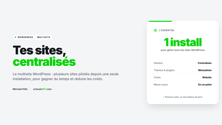 Multisite WordPress : plusieurs sites depuis une seule installation, gestion centralisée, thèmes et plugins mutualisés, coûts réduits