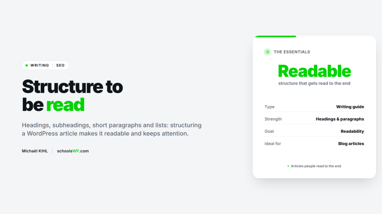 Structure a WordPress article for readability - schoolsWP