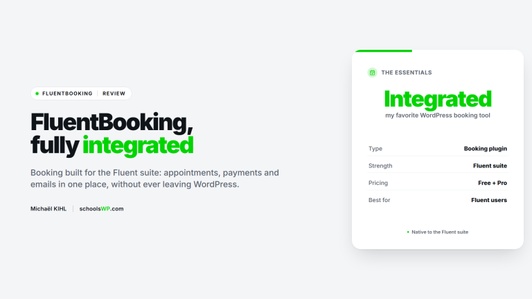 FluentBooking, booking integrated into the Fluent suite | schoolsWP