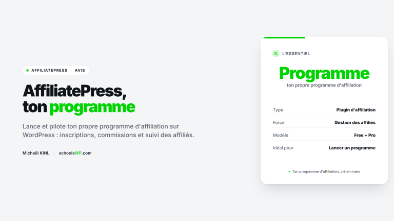 AffiliatePress avis : lancer ton programme d'affiliation sur WordPress | schoolsWP
