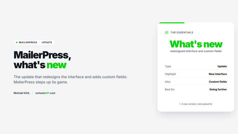 MailerPress, what's new in the update - schoolsWP