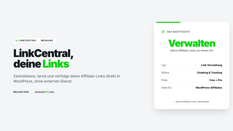 LinkCentral Bewertung: WordPress-Plugin zur Affiliate-Link-Verwaltung | schoolsWP