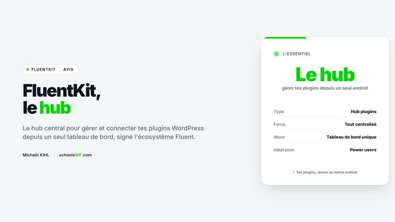 Avis FluentKit : le hub central pour tes plugins WordPress
