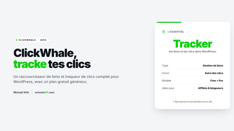ClickWhale : raccourcisseur de liens et traqueur de clics pour WordPress | schoolsWP