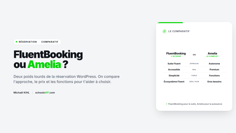 FluentBooking ou Amelia : comparatif des plugins de réservation WordPress | schoolsWP