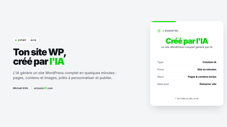 ZipWP : créer un site WordPress complet avec l'IA