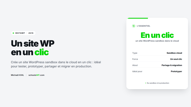 InstaWP : créer un site WordPress sandbox en un clic
