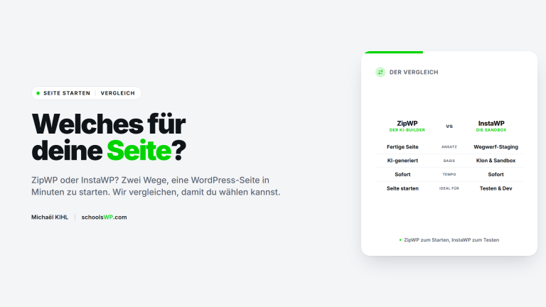ZipWP vs InstaWP, Vergleich WordPress-Seite starten - schoolsWP