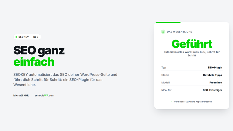 SEOKEY, automatisiertes WordPress-SEO-Plugin - schoolsWP