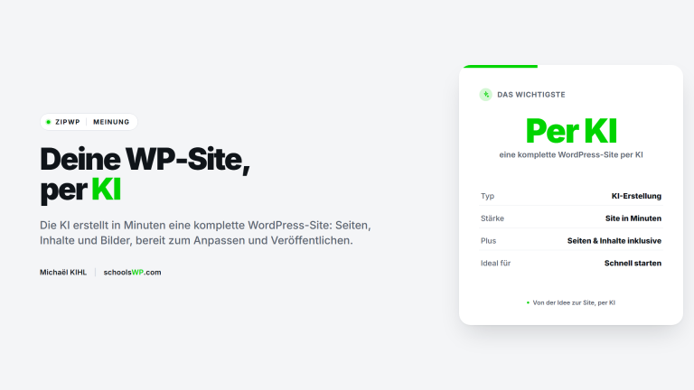 ZipWP: eine komplette WordPress-Site per KI erstellen