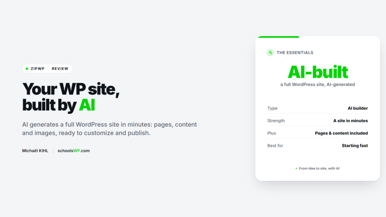 ZipWP: build a complete WordPress site with AI