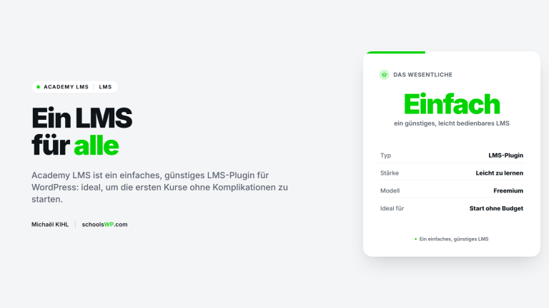 Academy LMS, einfaches guenstiges WordPress-LMS-Plugin - schoolsWP
