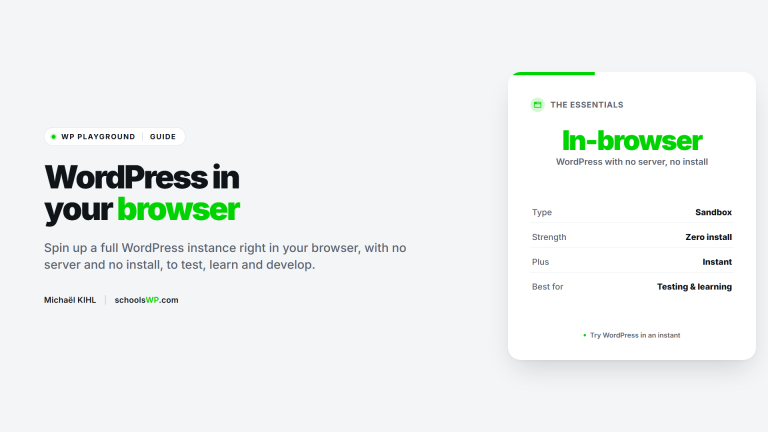 WordPress Playground: WordPress in your browser, by schoolsWP