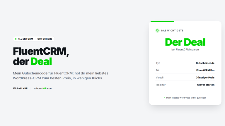 FluentCRM Gutscheincode: spare bei deinem WordPress-CRM - schoolsWP