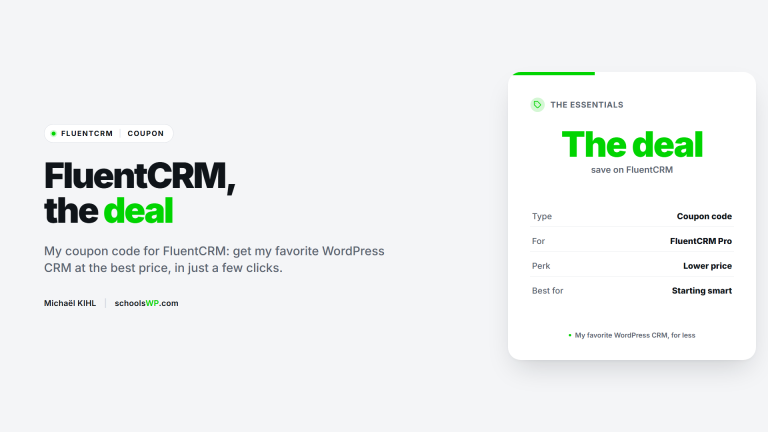 FluentCRM coupon code: save on your WordPress CRM - schoolsWP