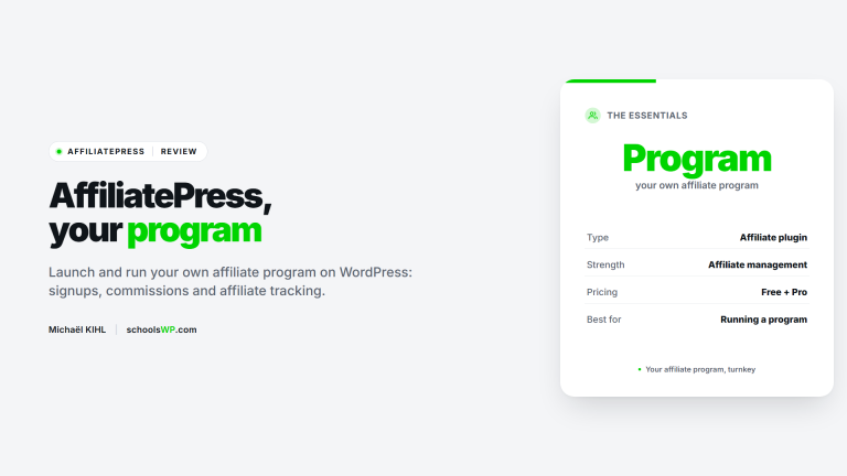 AffiliatePress review: run your own affiliate program on WordPress | schoolsWP