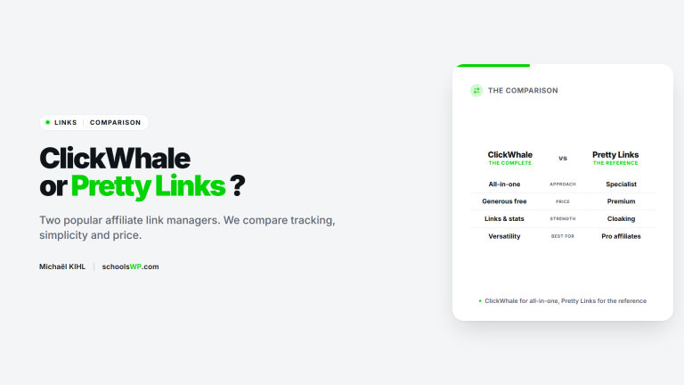 ClickWhale vs Pretty Links: affiliate link managers compared | schoolsWP