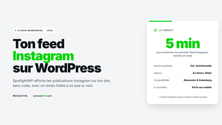 SpotlightWP, le plugin pour afficher un feed Instagram sur WordPress : version gratuite, aperçu en direct, compatible Elementor et Gutenberg