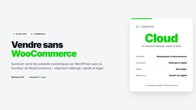 SureCart vendre sans WooCommerce - schoolsWP
