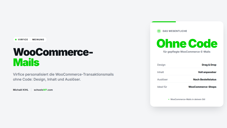 Virfice WooCommerce E-Mails Meinung - schoolsWP